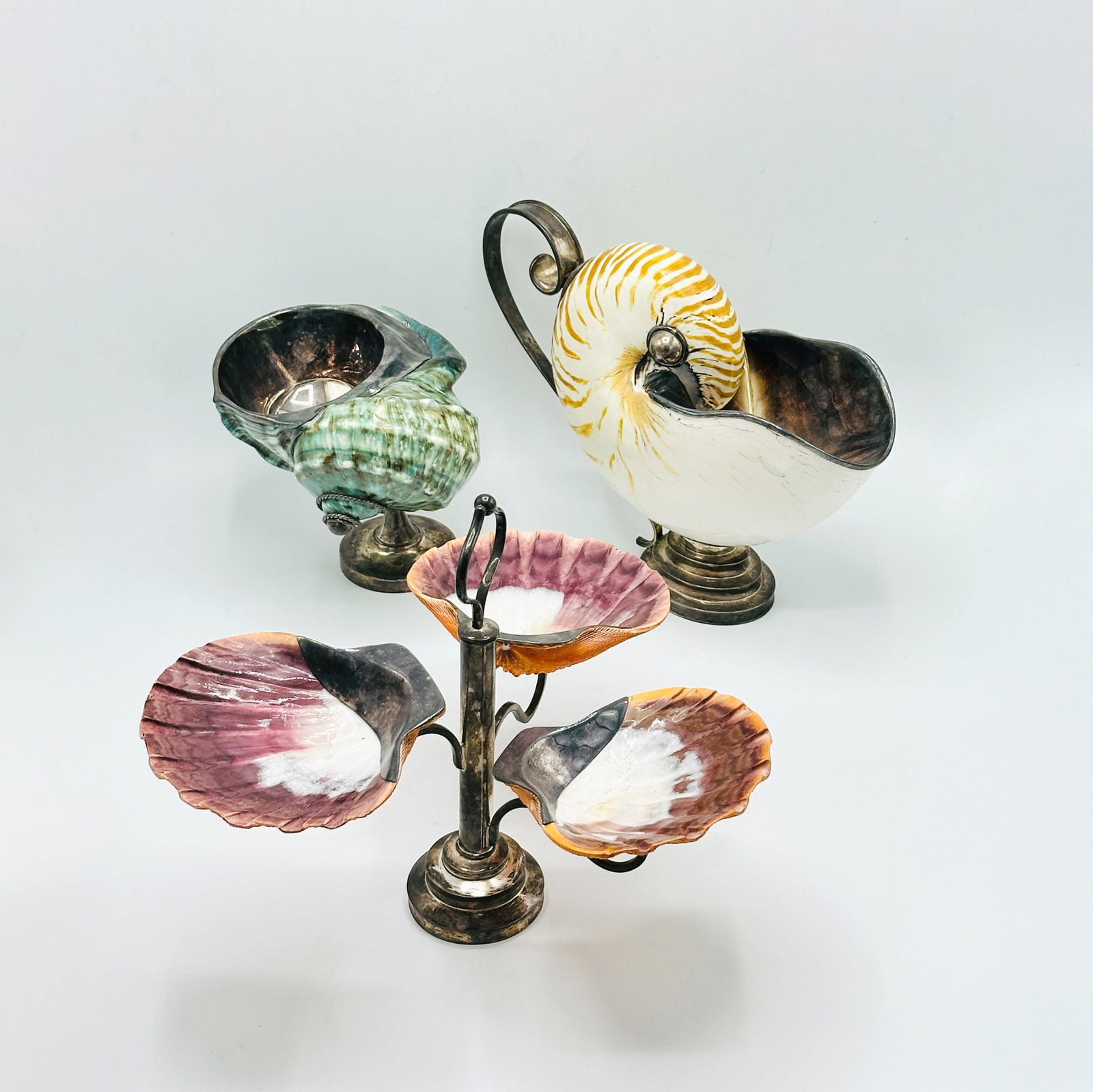 Three Sterling Silver-mounted Shell Table Articles (1 of 8)