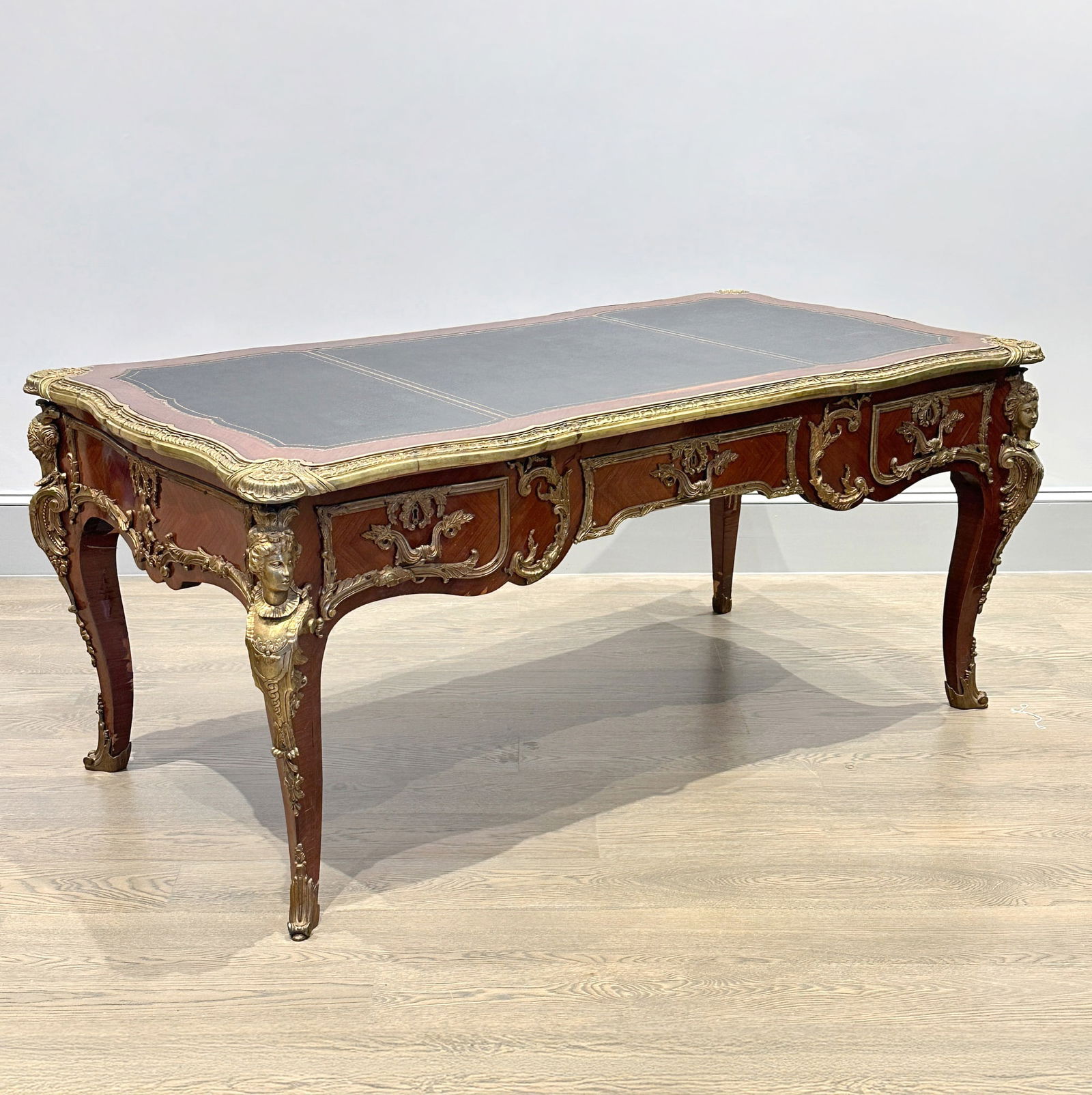 Louis XV-style Rosewood and Bronze Mounted Bureau Plat (1 of 8)