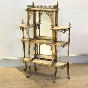 Victorian Brass and Onyx Etagere