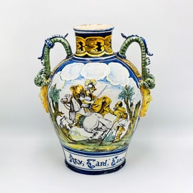 Italian Majolica Two-Handled Vase