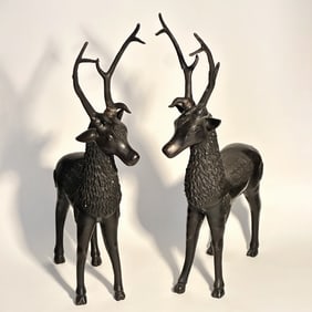 Pair of Cast Metal Deer