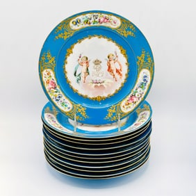 Set of Twelve Sevres Porcelain Dinner Plates
