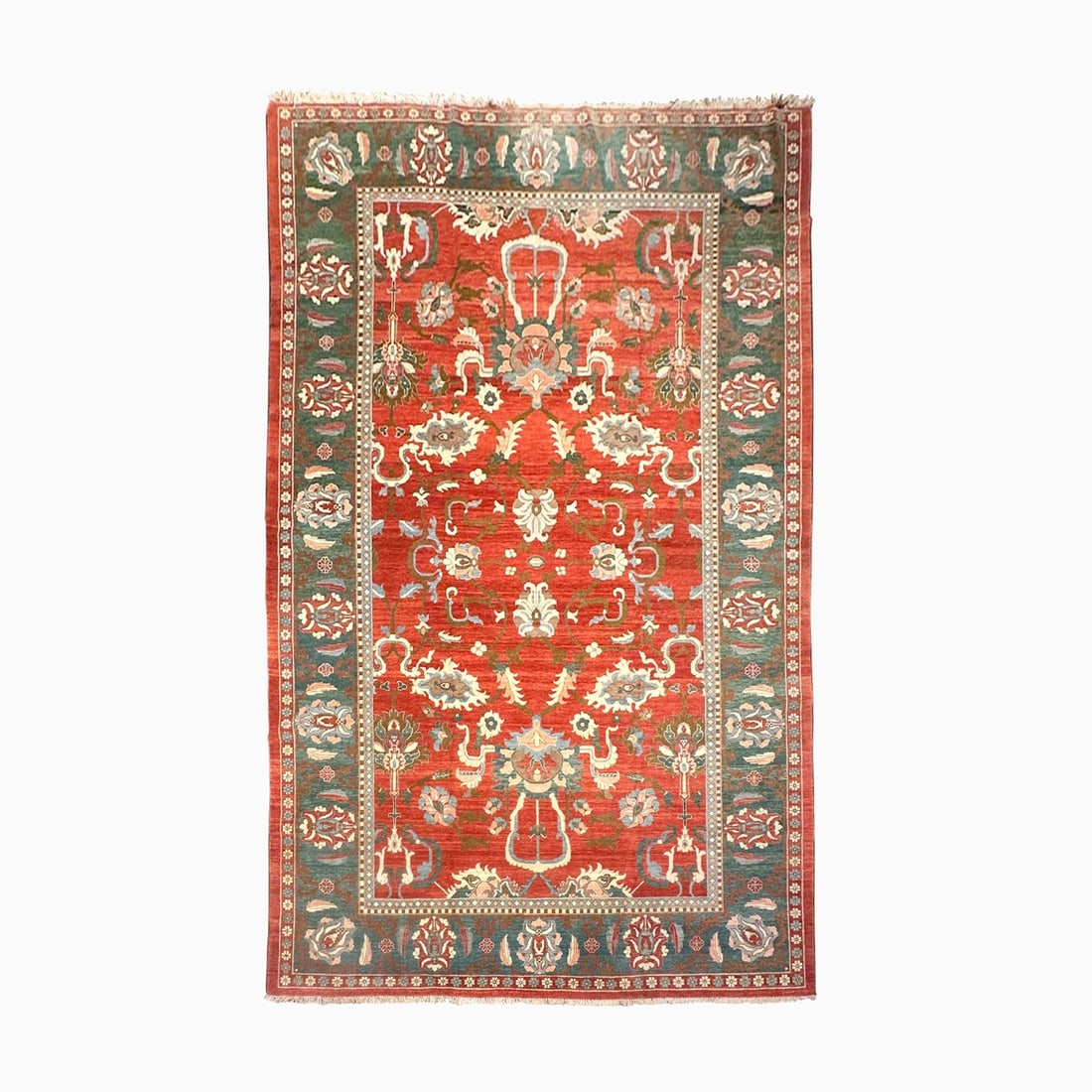 Isfahan-Style Carpet: Afghanistan, Contemporary Approximately 14 feet 3 inches x 9 feet 8 inches.