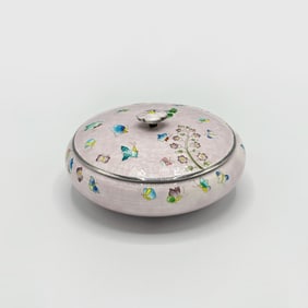 Korean 999 Silver and Enamel Box and Cover