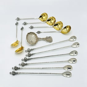 Two Sets of Six Continental 800 Silver Spoons