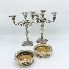 Pair of Hamilton Sterling Silver Three-Light Candelabra