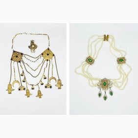 Two Ceremonial Adornments and a Gilt-Metal and Rhinestone Brooch