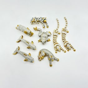 Group of Oversized Whimsical Animal Rhinestone Brooches
