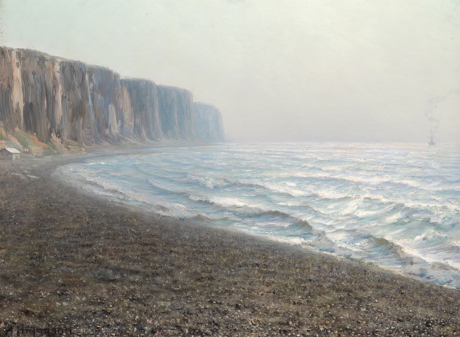 Alexander Harrison: American, 1853-1930Falaise du Tréport, FranceSigned A. Harrison (ll)Oil on canvas23 3/4 x 32 inches (60.3 x 81.3 cm)Exhibited:Pittsburgh, Carnegie Institute, n.d., no. 238Paris