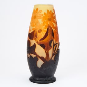 Gallé Art Nouveau Acid-Etched Cameo Glass Vase