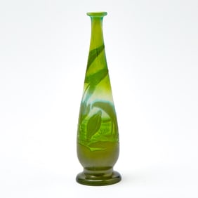 Gallé Art Nouveau Acid-Etched Cameo Glass Bud Vase