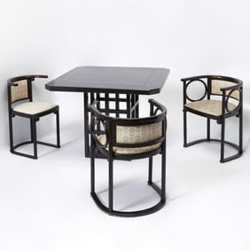 Set of Three Josef Hoffmann Armchairs and Games Table