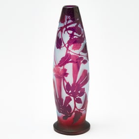 D ’Argental Art Nouveau Acid-Etched Cameo Glass Vase