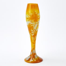 Gallé Art Nouveau Acid-Etched and Fire Polished Cameo Glass Vase
