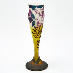 Richard Art Nouveau Acid-Etched Cameo Glass Vase