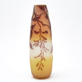 Gallé Art Nouveau Acid-Etched Cameo Glass Vase