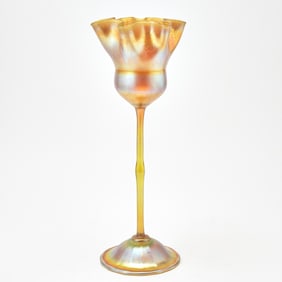 Tiffany Gold Favrile Glass Flower-Form Vase