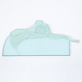 Art Deco Style Etched Glass Relief Panel of a Woman