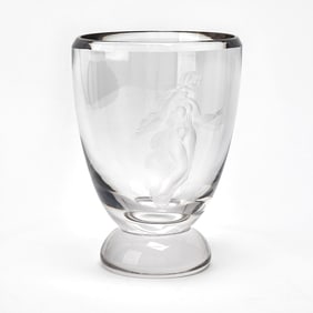 Art Deco Wheel-Engraved Glass Vase