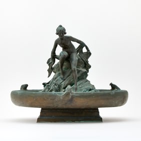 Patinated Bronze Fountain with Water Nymph