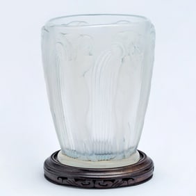 R. Lalique Art Deco Molded Opalescent Glass "Danaïdes" Vase