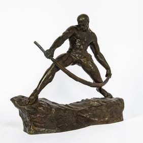 French Art Deco Style Patinated Bronze Figure of a Male Archer