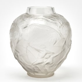 R. Lalique Molded Glass "Archers" Vase