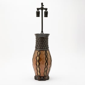 Art Nouveau/Art Deco Transitional Style Glazed Earthenware Table Lamp