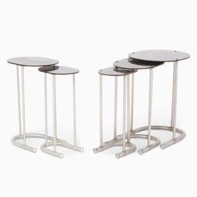 Set of Five Warren McArthur Aluminum and Laminate Nesting Tables