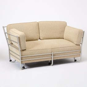 Warren McArthur Tubular Metal and Upholstered Loose Sofa