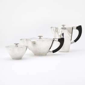 Art Deco Silver-Plated Three-Piece Part Tea and Coffee Service