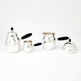 Georg Jensen Sterling Silver Coffee Service with Ebony Handles