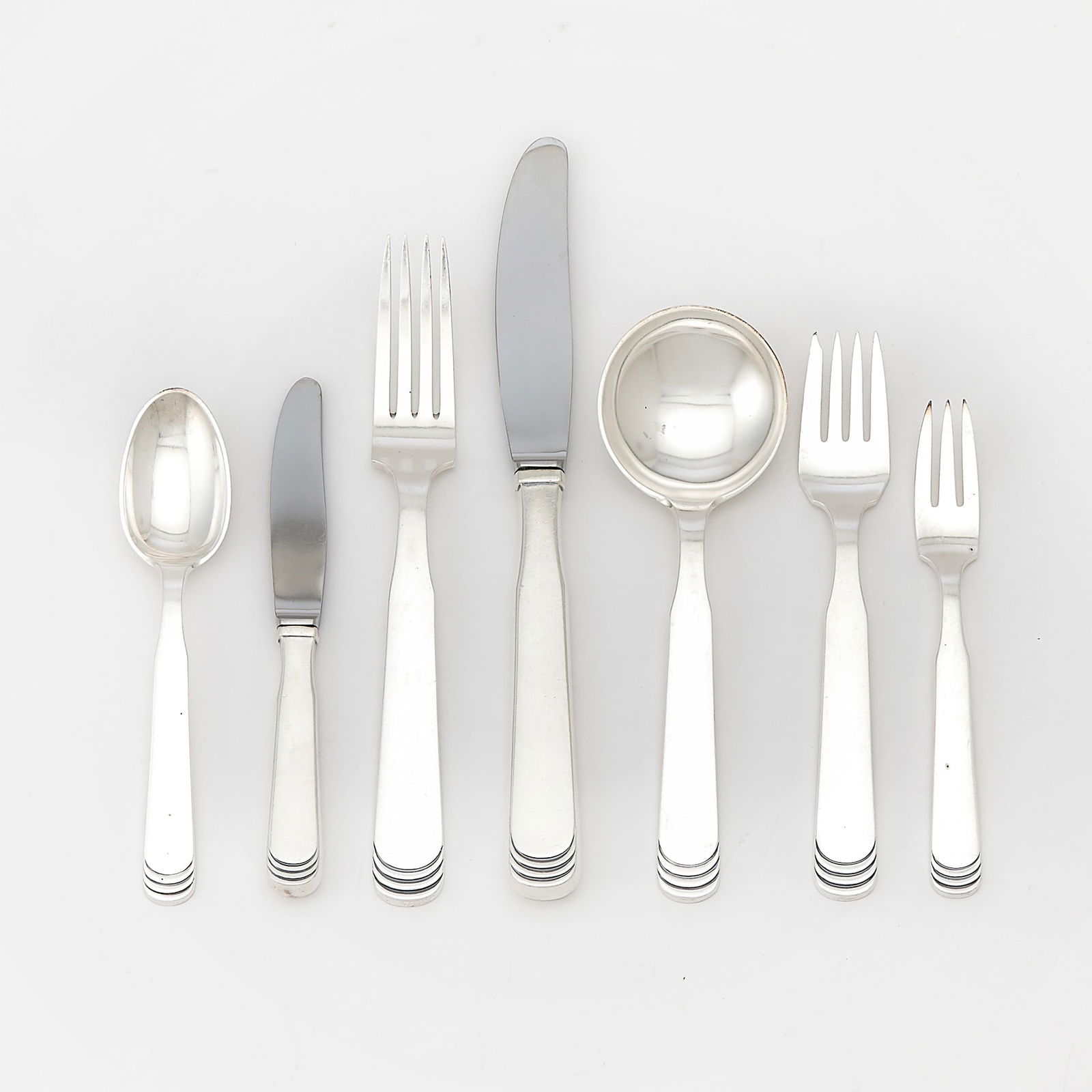 H. Nils for Hans Hansen Sterling Silver "Ripple" Pattern Flatware Service (1 of 3)