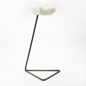 Georges Jouve and Mathieu Matégot Painted Metal and Glazed Ceramic 'Patte d'ours' Ashtray on