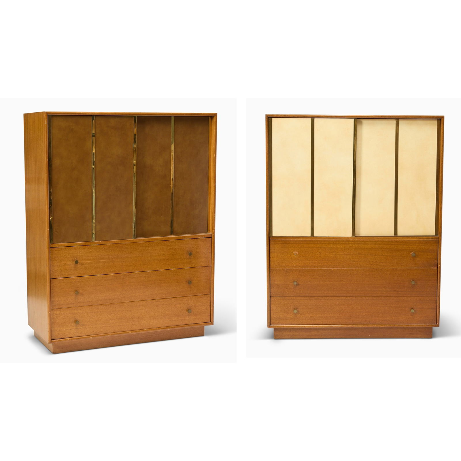 Two Harvey Probber Mahogany, Brass and Leather Wardrobes (1 of 11)