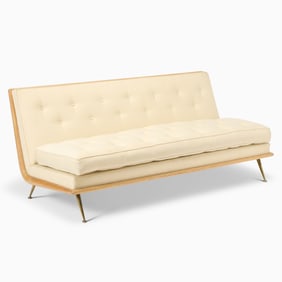 T.H. Robsjohn-Gibbings for Widdicomb Upholstered Walnut "Model 1727" Sofa