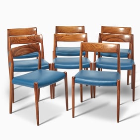 Set of Eight Niels Moller Upholstered Rosewood Dining Chairs