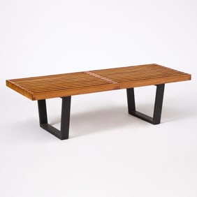 George Nelson for Herman Miller Birch and Lacquered Wood Slat Bench