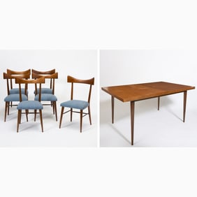 Paul McCobb Planner Group Maple Dining Table and Six Dining Chairs