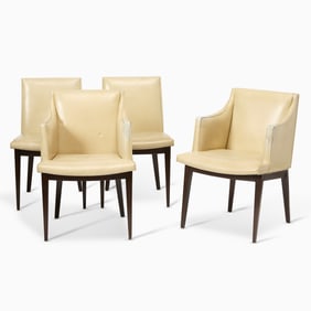 Set of Four Edward Wormley for Dunbar Upholstered Walnut Dining Chairs