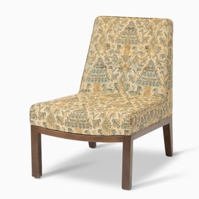 Dunbar Upholstered Dark Stained Wood Slipper Chair