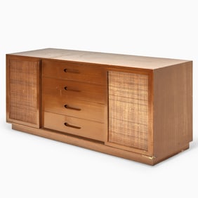 Harvey Probber Walnut and Caned Sideboard