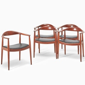 Set of Five Hans Wegner Teak "The Chair" Armchairs