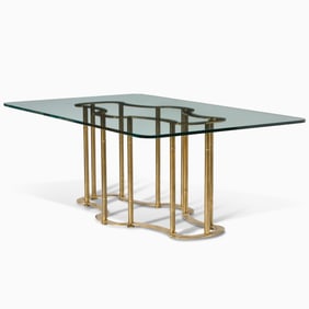 Mastercraft Brass and Glass Dining Table