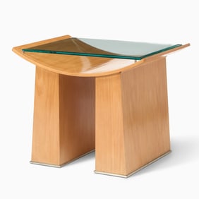 Jay Spectre Oak and Glass “Shinto” Side Table