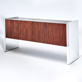 Roger Sprunger for Dunbar Rosewood and Chromed Steel Sideboard