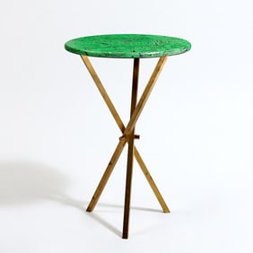 Piero Fornasetti Brass and Lithographed Wood "Malachite" Side Table
