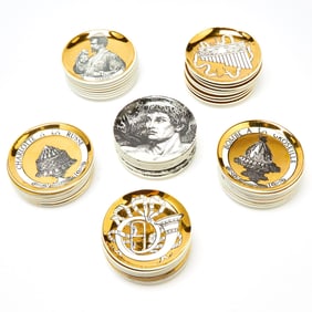 Group of Piero Fornasetti Porcelain Coasters