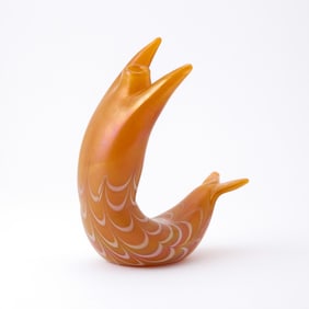 Venini Style Blown and Iridescent Glass Sirena "A Rete" Vase