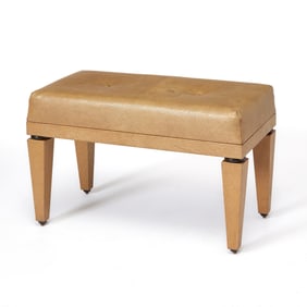 Karl Springer Upholstered Textured Wood "Dorchester" Bench